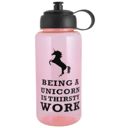 1 Litre Unicorn Water Bottle Pink Front